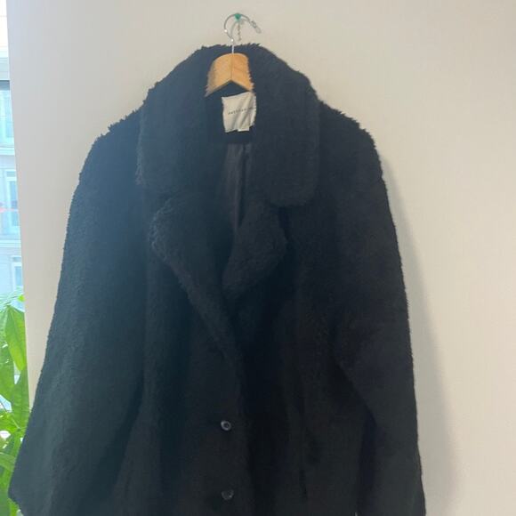 American Eagle Black Fuzzy Teddy Coat Size XXL - Picture 2 of 6